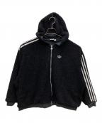 adidasアディダス）の古着「3ストライプ ライン ボア フリース ジャケット」｜ブラック