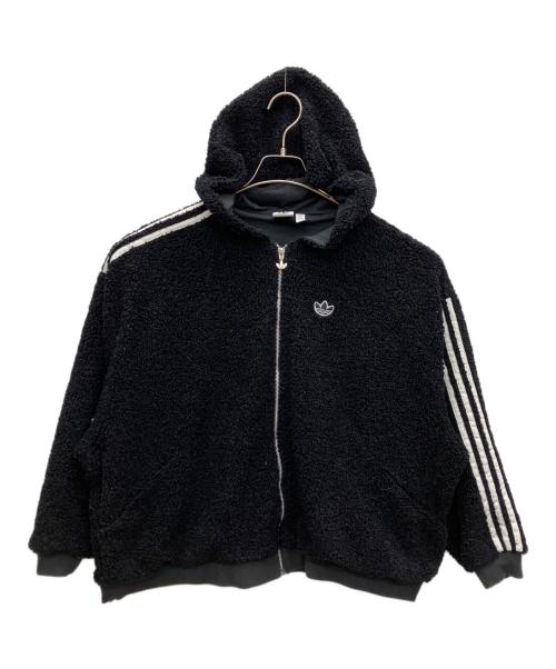 adidas（アディダス）adidas (アディダス) 3ストライプ ライン ボア フリース ジャケット ブラック サイズ:ASIA　Dの古着・服飾アイテム
