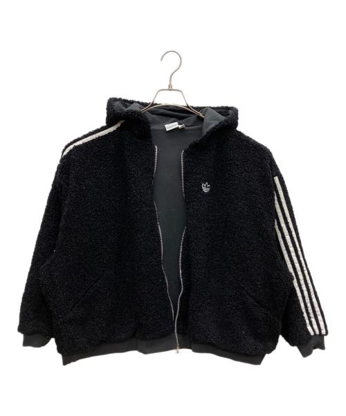 adidas（アディダス）adidas (アディダス) 3ストライプ ライン ボア フリース ジャケット ブラック サイズ:ASIA　Dの古着・服飾アイテム