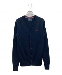 FRED PERRY（フレッドペリー）の古着「メリノウール ワンポイントロゴ カーディガン」｜ネイビー