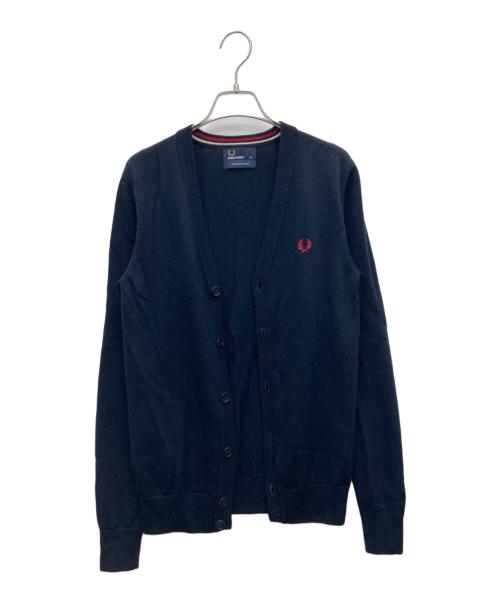 FRED PERRY（フレッドペリー）FRED PERRY (フレッドペリー) メリノウール ワンポイントロゴ カーディガン ネイビー サイズ:XSの古着・服飾アイテム