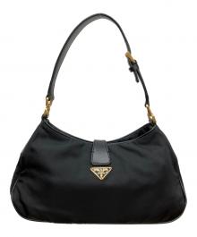 PRADA（プラダ）の古着「テスート ナイロン トライアングルロゴ ターンロック ショルダーバッグ」｜ブラック