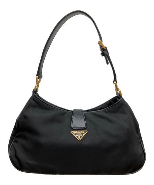 PRADA（プラダ）PRADA (プラダ) テスート ナイロン トライアングルロゴ ターンロック ショルダーバッグ ブラックの古着・服飾アイテム