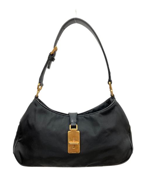 PRADA（プラダ）PRADA (プラダ) テスート ナイロン トライアングルロゴ ターンロック ショルダーバッグ ブラックの古着・服飾アイテム