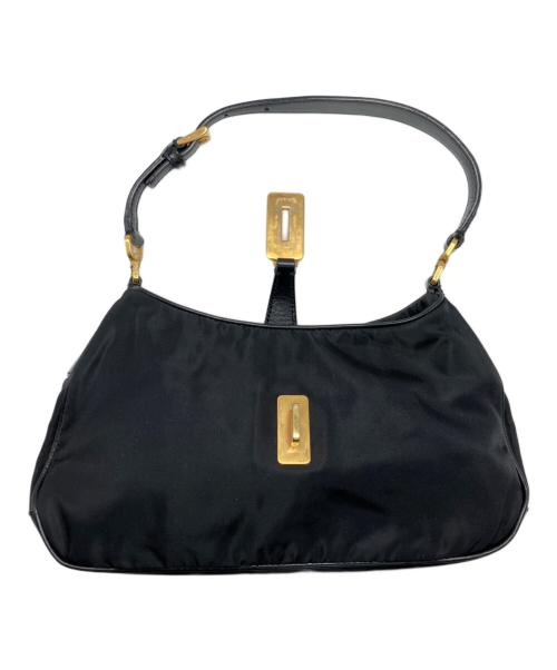 PRADA（プラダ）PRADA (プラダ) テスート ナイロン トライアングルロゴ ターンロック ショルダーバッグ ブラックの古着・服飾アイテム