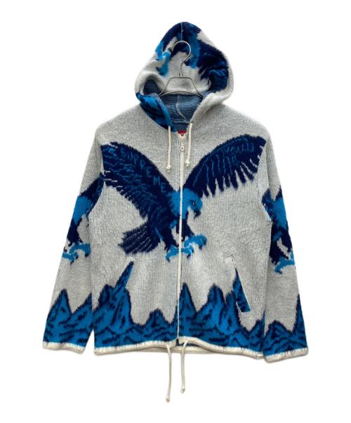 SUPREME（シュプリーム）SUPREME (シュプリーム) Eagle Hooded Zip Up Sweater ブルー×ホワイト サイズ:Mの古着・服飾アイテム
