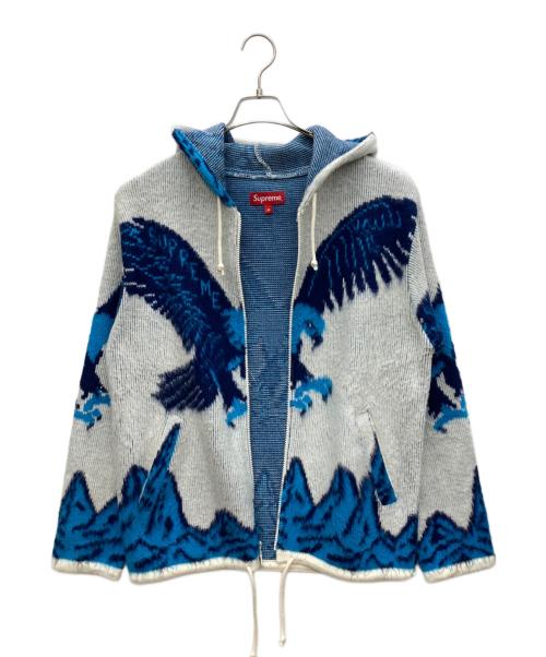 SUPREME（シュプリーム）SUPREME (シュプリーム) Eagle Hooded Zip Up Sweater ブルー×ホワイト サイズ:Mの古着・服飾アイテム
