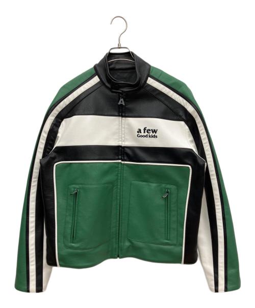 A FEW GOOD KIDS（アフューグッドキッズ）A FEW GOOD KIDS (アフューグッドキッズ) フェイクレザージャケット グリーン×ブラック サイズ:Lの古着・服飾アイテム