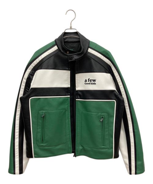 A FEW GOOD KIDS（アフューグッドキッズ）A FEW GOOD KIDS (アフューグッドキッズ) フェイクレザージャケット グリーン×ブラック サイズ:Lの古着・服飾アイテム