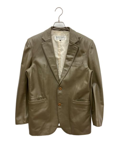 BALMAIN（バルマン）BALMAIN (バルマン) ラムレザーテーラードジャケット チャコールグレー サイズ:Mの古着・服飾アイテム