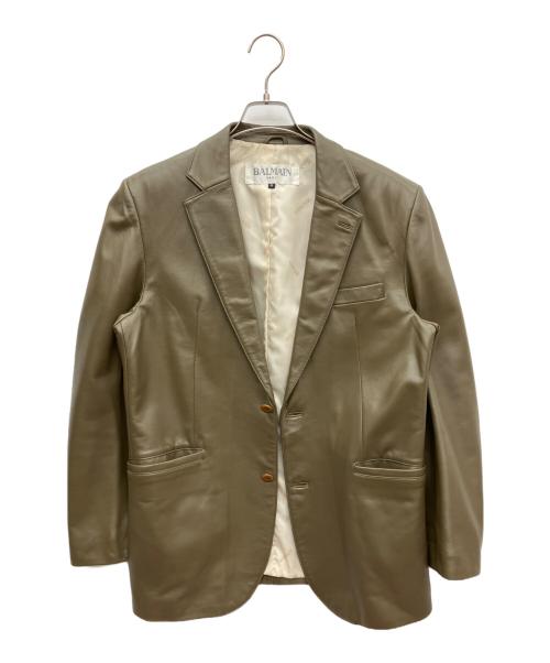 BALMAIN（バルマン）BALMAIN (バルマン) ラムレザーテーラードジャケット チャコールグレー サイズ:Mの古着・服飾アイテム