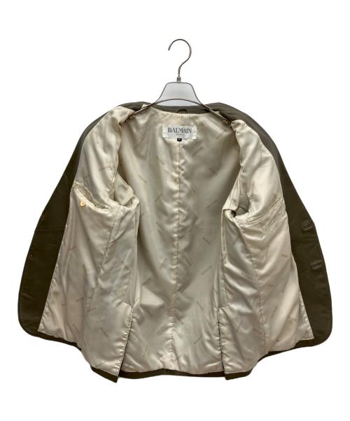 BALMAIN（バルマン）BALMAIN (バルマン) ラムレザーテーラードジャケット チャコールグレー サイズ:Mの古着・服飾アイテム