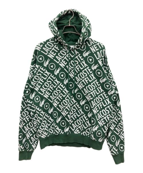 LACOSTE（ラコステ）LACOSTE (ラコステ) NETFLIX (ネットフリックス) プルオーバースウェットパーカー グリーン サイズ:SIZE Lの古着・服飾アイテム