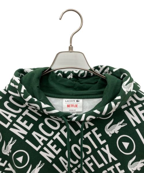 LACOSTE（ラコステ）LACOSTE (ラコステ) NETFLIX (ネットフリックス) プルオーバースウェットパーカー グリーン サイズ:SIZE Lの古着・服飾アイテム