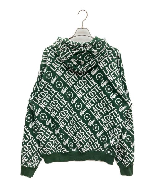 LACOSTE（ラコステ）LACOSTE (ラコステ) NETFLIX (ネットフリックス) プルオーバースウェットパーカー グリーン サイズ:SIZE Lの古着・服飾アイテム