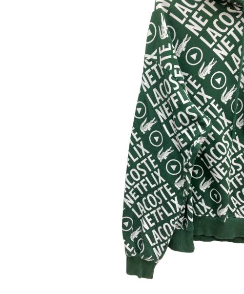LACOSTE（ラコステ）LACOSTE (ラコステ) NETFLIX (ネットフリックス) プルオーバースウェットパーカー グリーン サイズ:SIZE Lの古着・服飾アイテム