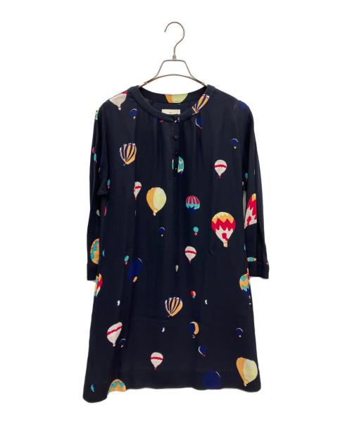 Kate Spade（ケイトスペード）Kate Spade (ケイトスペード) 気球柄長袖ワンピース ネイビー サイズ:6の古着・服飾アイテム