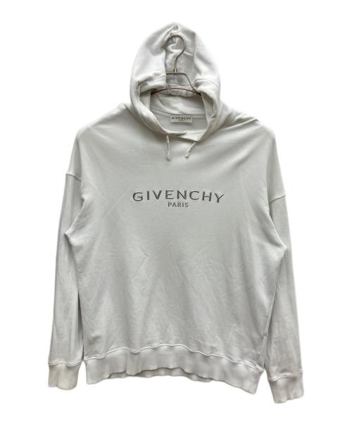 GIVENCHY（ジバンシィ）GIVENCHY (ジバンシィ) メタリックロゴ スウェットパーカー ホワイト サイズ:Lの古着・服飾アイテム