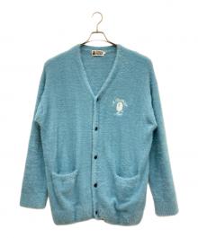 A BATHING APE（アベイシングエイプ）の古着「シャギーニットカーディガン（刺繍シャギーニットカーディガン」｜スカイブルー
