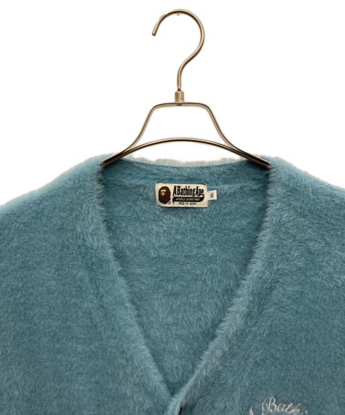 A BATHING APE（アベイシングエイプ）A BATHING APE (アベイシングエイプ) シャギーニットカーディガン（刺繍シャギーニットカーディガン スカイブルー サイズ:SIZE XLの古着・服飾アイテム