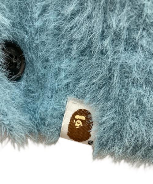 A BATHING APE（アベイシングエイプ）A BATHING APE (アベイシングエイプ) シャギーニットカーディガン（刺繍シャギーニットカーディガン スカイブルー サイズ:SIZE XLの古着・服飾アイテム