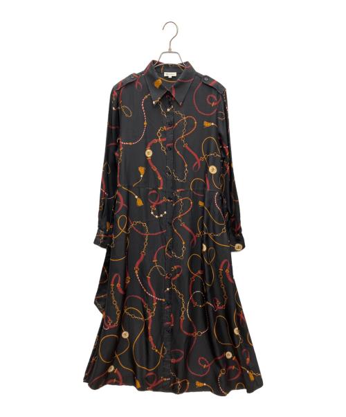 LILYSILK（リリーシルク）LILYSILK (リリーシルク) 長袖シルクシャツワンピース ブラック サイズ:Mの古着・服飾アイテム