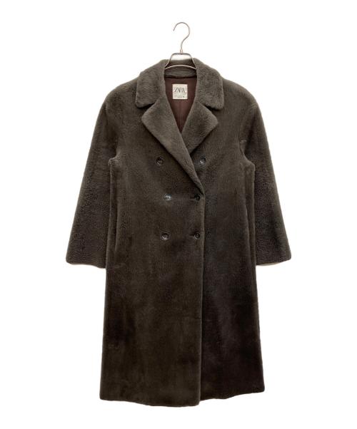 ZARA（ザラ）ZARA (ザラ) フェイクファーコートロング ブラウン サイズ:Mの古着・服飾アイテム