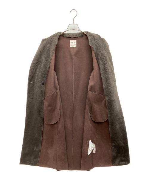ZARA（ザラ）ZARA (ザラ) フェイクファーコートロング ブラウン サイズ:Mの古着・服飾アイテム