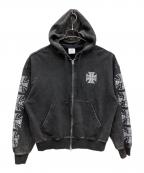 OYオーワイ）の古着「CROSS FADE WASHED HOODIE ZIP UP」｜グレー