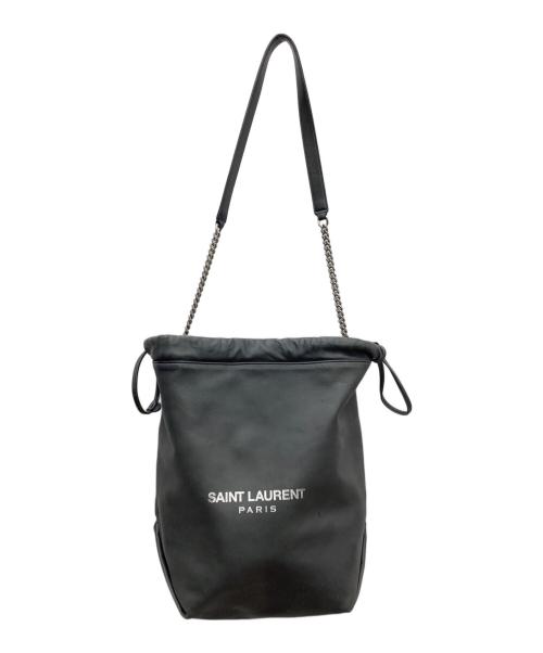 Saint Laurent Paris（サンローランパリ）Saint Laurent Paris (サンローランパリ) 巾着ショルダーバッグ ブラック×グレーの古着・服飾アイテム