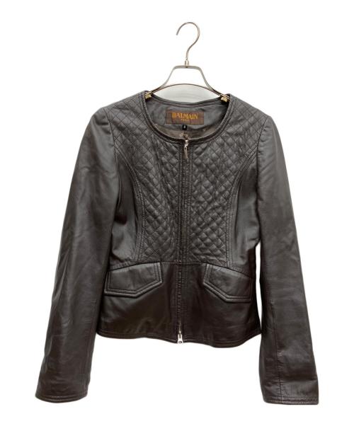 BALMAIN（バルマン）BALMAIN (バルマン) ラムレザージャケット ブラウン サイズ:SIZE 9の古着・服飾アイテム