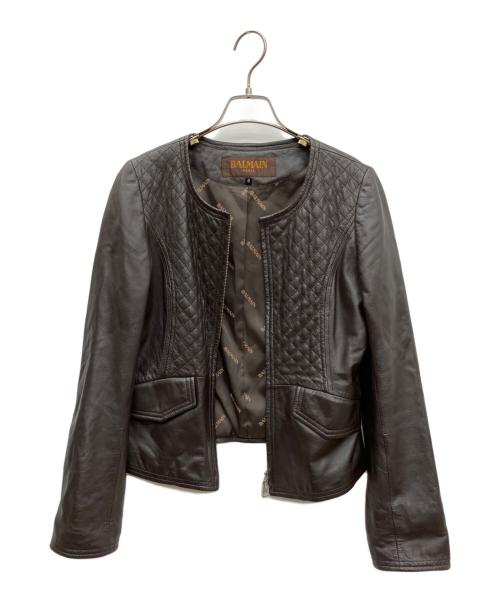 BALMAIN（バルマン）BALMAIN (バルマン) ラムレザージャケット ブラウン サイズ:SIZE 9の古着・服飾アイテム