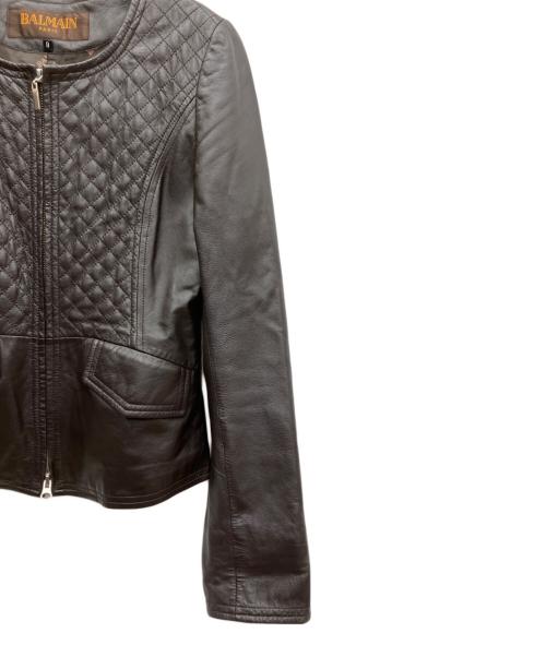 BALMAIN（バルマン）BALMAIN (バルマン) ラムレザージャケット ブラウン サイズ:SIZE 9の古着・服飾アイテム
