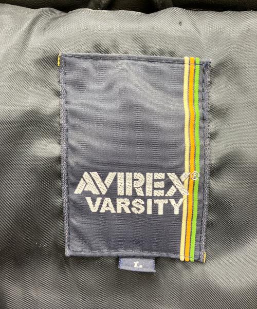 AVIREX VARSITY（アヴィレックスバーシティ）AVIREX VARSITY (アヴィレックスバーシティ) ラムレザーダウンジャケット ブラック サイズ:Lの古着・服飾アイテム
