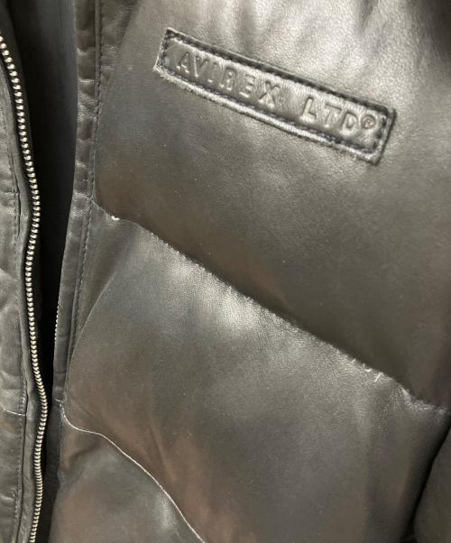 AVIREX VARSITY（アヴィレックスバーシティ）AVIREX VARSITY (アヴィレックスバーシティ) ラムレザーダウンジャケット ブラック サイズ:Lの古着・服飾アイテム