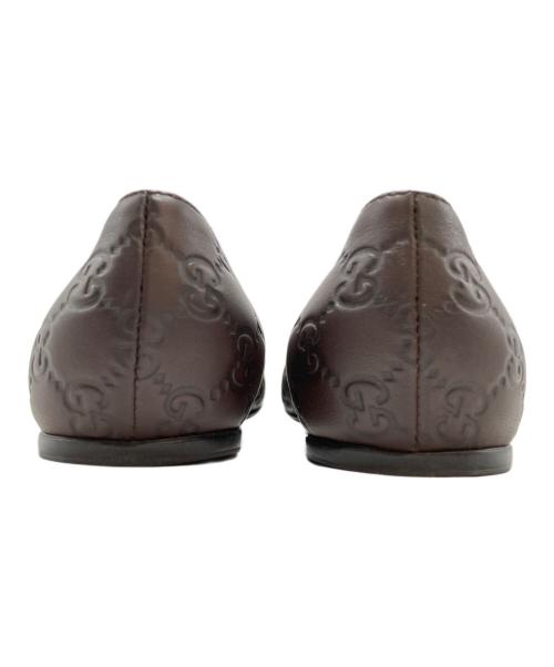 GUCCI（グッチ）GUCCI (グッチ) グッチシマ シェリーライン フラットパンプス ブラウン サイズ:SIZE 23.5cm(37)の古着・服飾アイテム