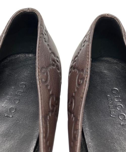 GUCCI（グッチ）GUCCI (グッチ) グッチシマ シェリーライン フラットパンプス ブラウン サイズ:SIZE 23.5cm(37)の古着・服飾アイテム