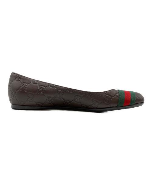 GUCCI（グッチ）GUCCI (グッチ) グッチシマ シェリーライン フラットパンプス ブラウン サイズ:SIZE 23.5cm(37)の古着・服飾アイテム