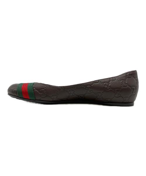GUCCI（グッチ）GUCCI (グッチ) グッチシマ シェリーライン フラットパンプス ブラウン サイズ:SIZE 23.5cm(37)の古着・服飾アイテム
