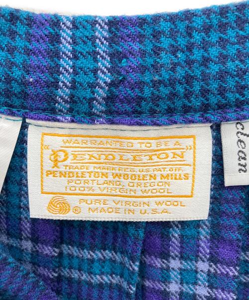 PENDLETON（ペンドルトン）PENDLETON (ペンドルトン) ウールチェック柄スカート ブルー サイズ:6の古着・服飾アイテム