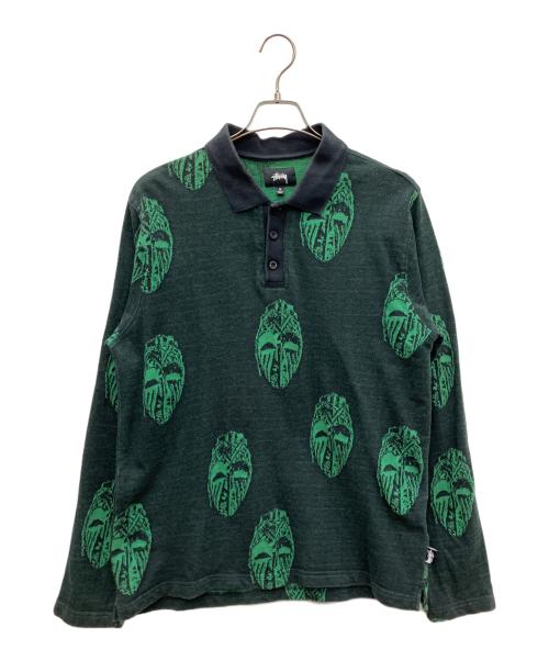 stussy（ステューシー）stussy (ステューシー) 長袖ポロシャツ グリーン サイズ:SIZE Mの古着・服飾アイテム