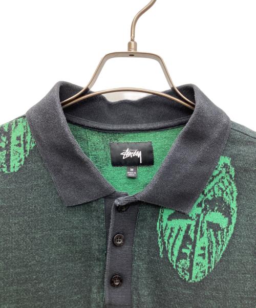 stussy（ステューシー）stussy (ステューシー) 長袖ポロシャツ グリーン サイズ:SIZE Mの古着・服飾アイテム