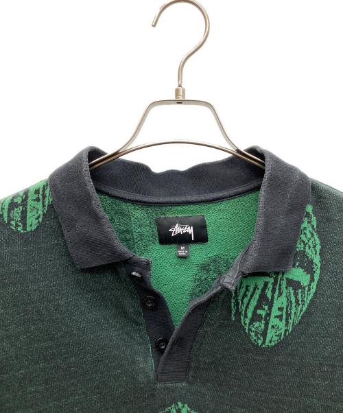 stussy（ステューシー）stussy (ステューシー) 長袖ポロシャツ グリーン サイズ:SIZE Mの古着・服飾アイテム