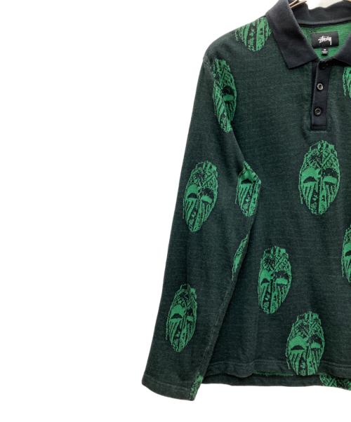 stussy（ステューシー）stussy (ステューシー) 長袖ポロシャツ グリーン サイズ:SIZE Mの古着・服飾アイテム