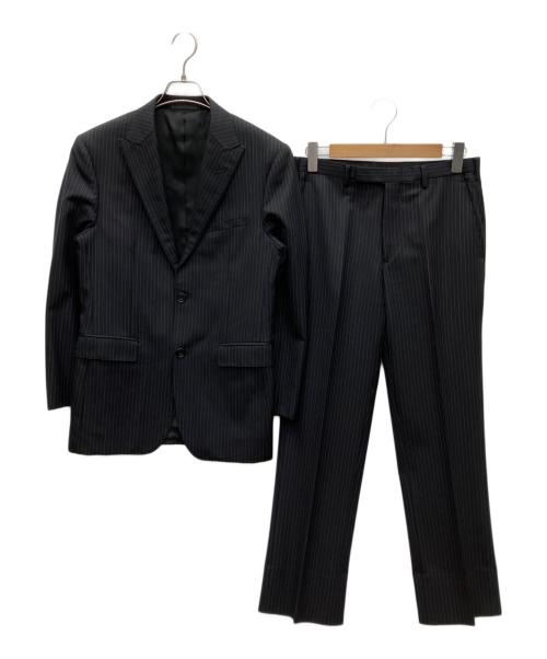 BURBERRY BLACK LABEL（バーバリーブラックレーベル）BURBERRY BLACK LABEL (バーバリーブラックレーベル) ストライプ柄 2Bウールスーツ ブラック サイズ:36Rの古着・服飾アイテム