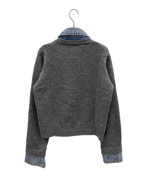 PLUS OTO.HA（プラスオトハ）PLUS OTO.HA (プラスオトハ) デニム×ニットシャツ グレー サイズ:Fの古着・服飾アイテム