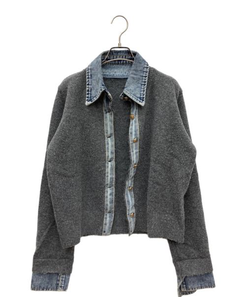 PLUS OTO.HA（プラスオトハ）PLUS OTO.HA (プラスオトハ) デニム×ニットシャツ グレー サイズ:Fの古着・服飾アイテム