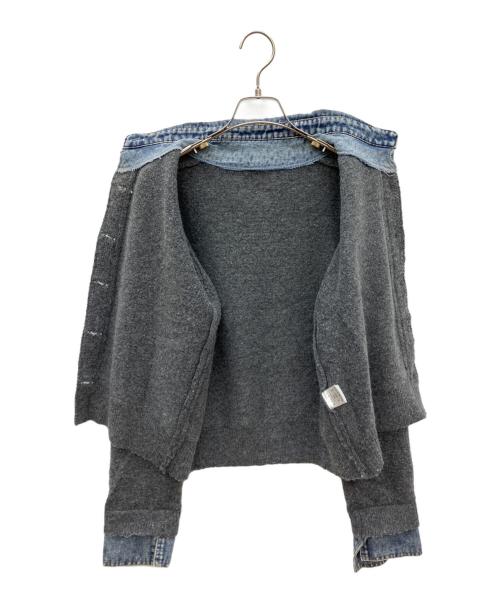 PLUS OTO.HA（プラスオトハ）PLUS OTO.HA (プラスオトハ) デニム×ニットシャツ グレー サイズ:Fの古着・服飾アイテム