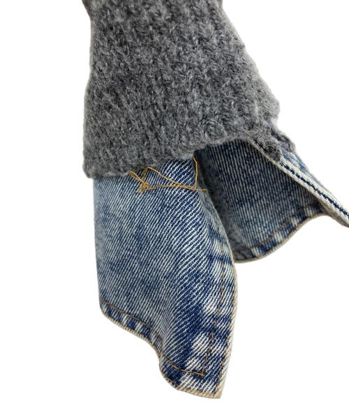 PLUS OTO.HA（プラスオトハ）PLUS OTO.HA (プラスオトハ) デニム×ニットシャツ グレー サイズ:Fの古着・服飾アイテム