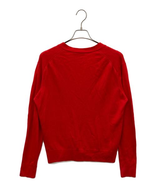 maison kitsune（メゾンキツネ）MAISON KITSUNE (メゾンキツネ) 薄手カーディガン レッド サイズ:SIZE Sの古着・服飾アイテム